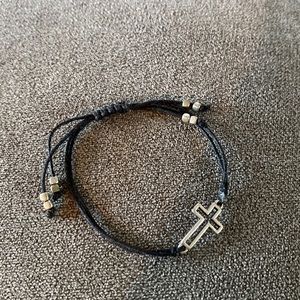 Silver tone cross bracelet